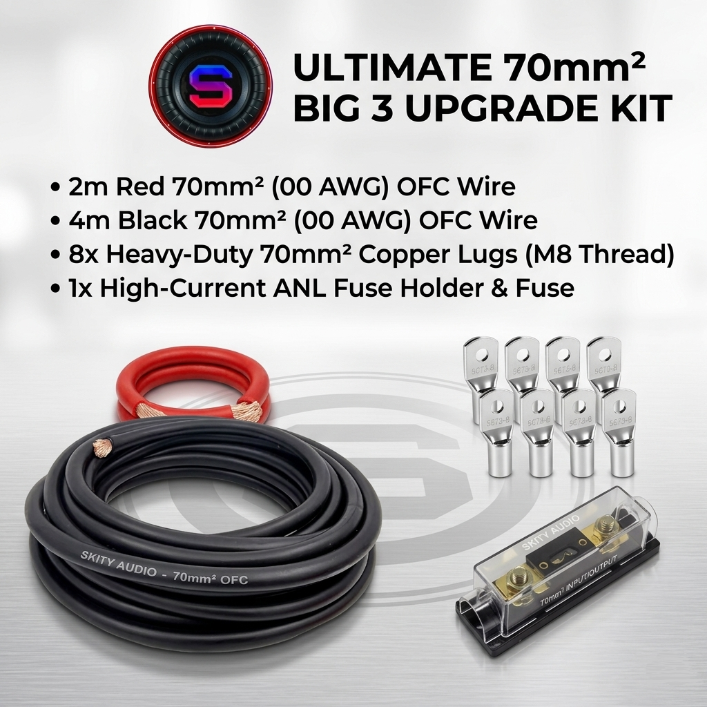 SKITY CAR AUDIO 70mm² (00 AWG) Ultimate Big 3 Electrical Upgrade Kit