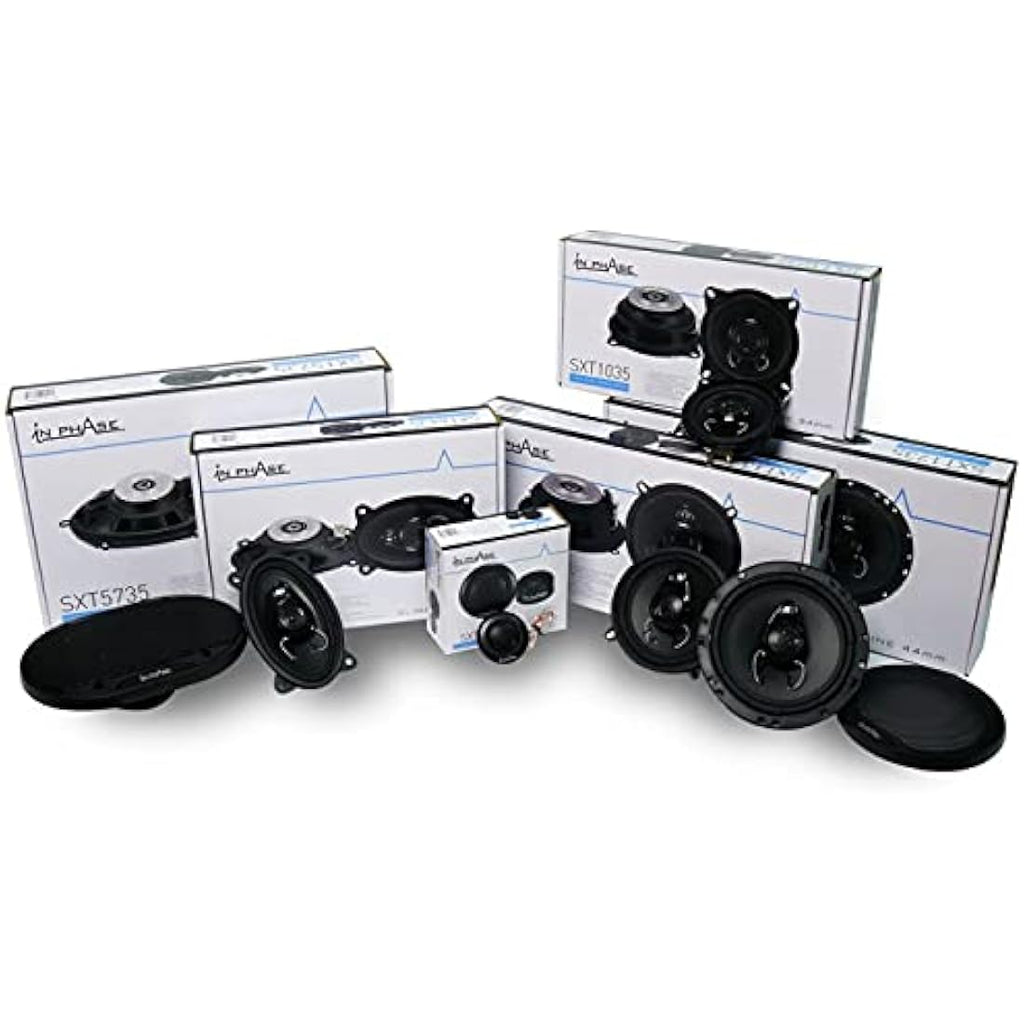 In Phase Car Audio SXT1035 Speaker - 4 Inch (10cm) Round, 200W, 2-Way Coaxial Shallow-Mount Speaker (2 x Speakers)