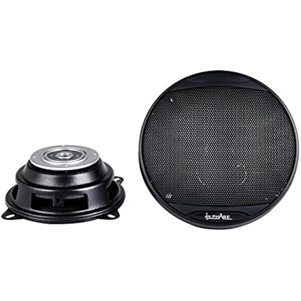 In Phase Car Audio SXT1035 Speaker - 4 Inch (10cm) Round, 200W, 2-Way Coaxial Shallow-Mount Speaker (2 x Speakers)