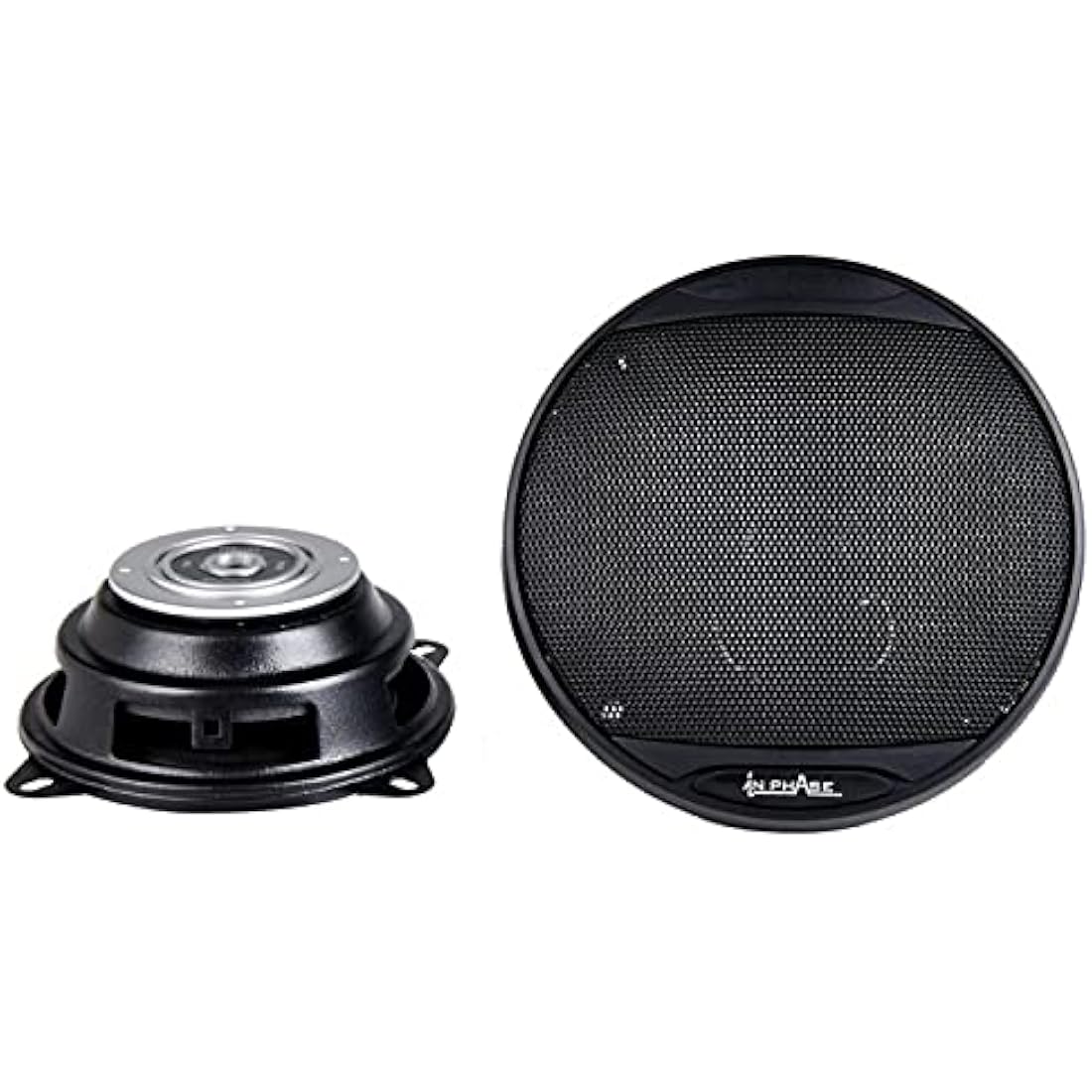 In Phase Car Audio SXT1035 Speaker - 4 Inch (10cm) Round, 200W, 2-Way Coaxial Shallow-Mount Speaker (2 x Speakers)