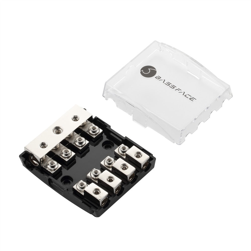Bassface DIS3/4AFS Nickel Plated Distribution Block AFS Fused - 4x8AWG From 1x0AWG+2x4AWG
