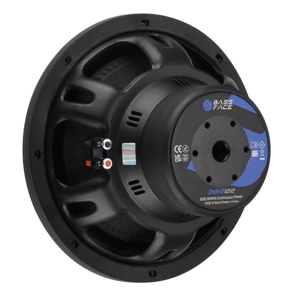 Bassface Indy B12/2 12" 30cm 2x2Ohm DVC Subwoofer 600w RMS (Sealed or Ported Enclosures)