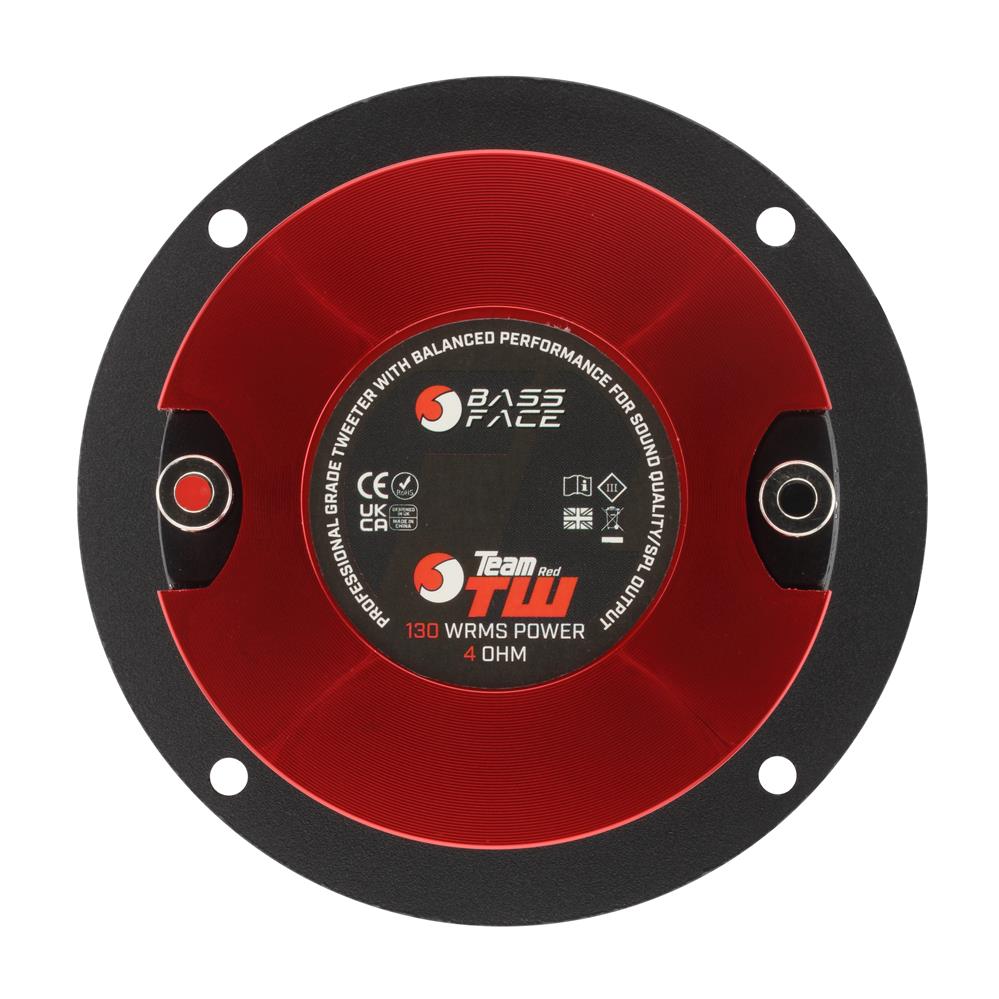 Bassface Team TW/Red 4Ohm 130w RMS High Power Compact Neodymium Compression Type Tweeters (Pair)