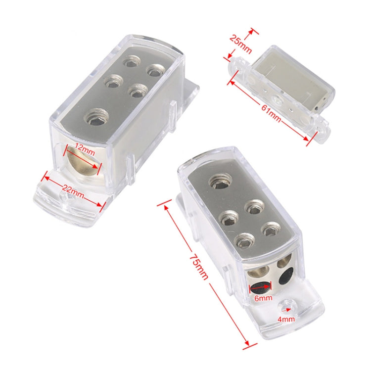Car Audio Conversion 4GA8GA 4-way Splitter Amplifier Ground Distribution Splitter, 4-way Splitter Amplifier