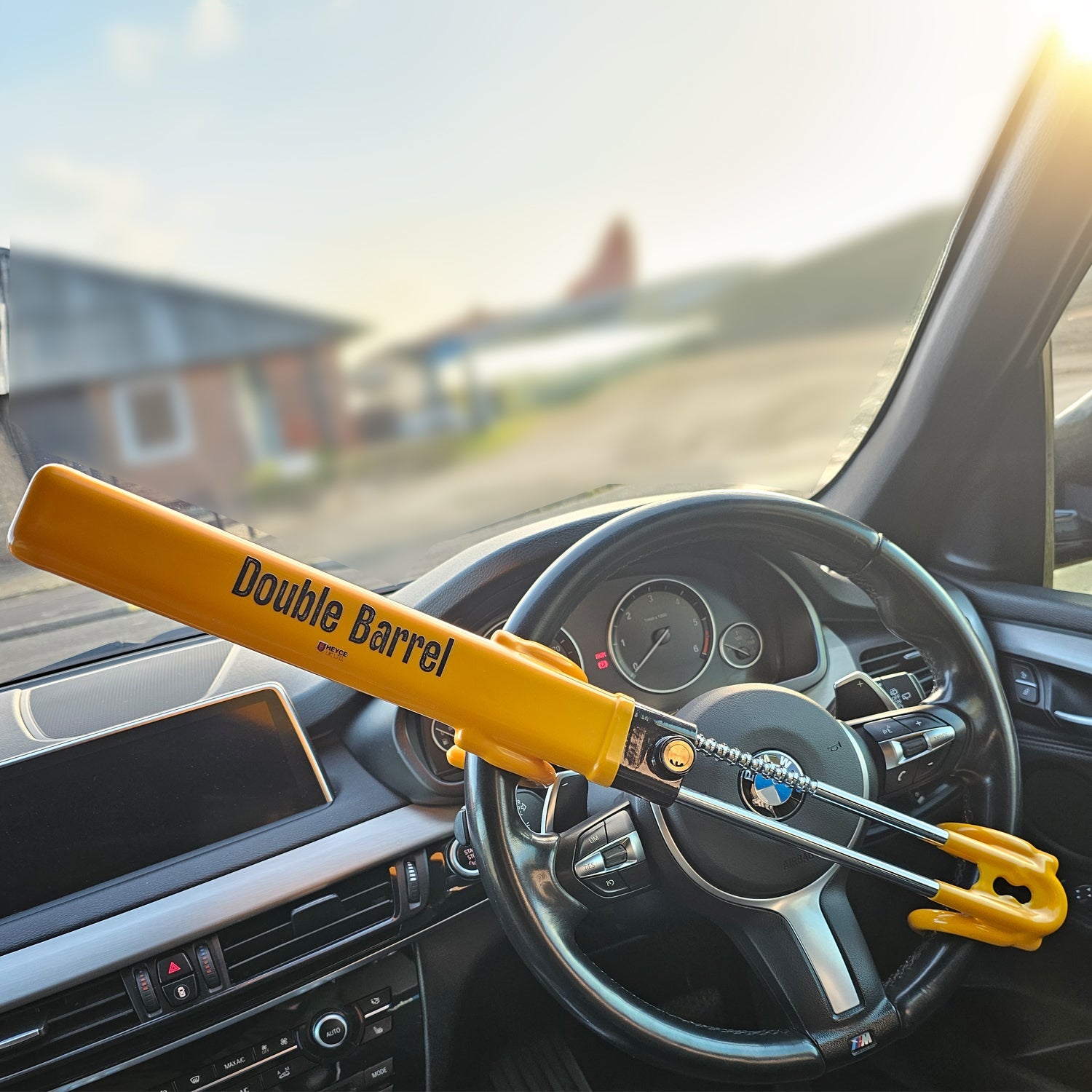 Double Barrel Steering Wheel Lock Twin Bar Car Steering Lock, Anti-Theft Device with High Visibility