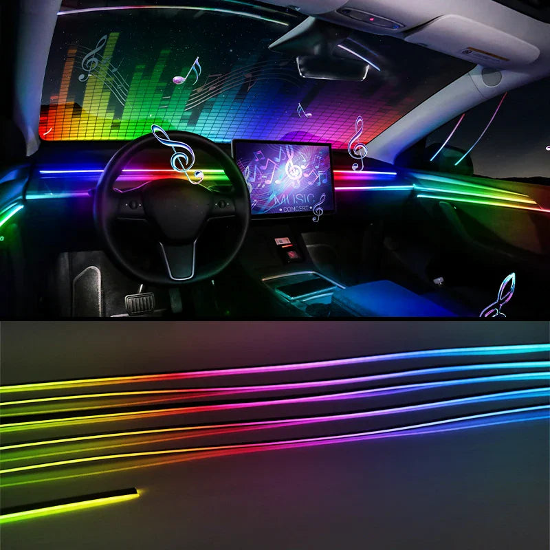 Full Color Streamer Car Ambient Lights RGB 64 Color Universal LED Interior