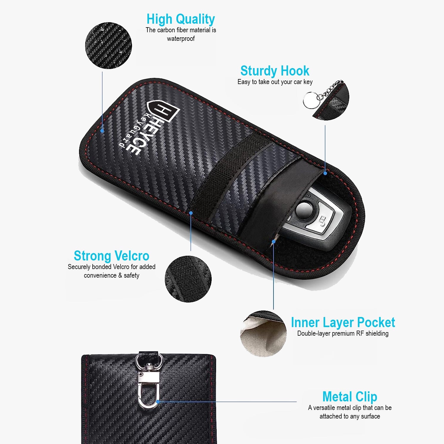 KeyGuard Faraday Pouch for car keys, Faraday Bag, Signal Blocking Pouch, keyless car anti theft bag