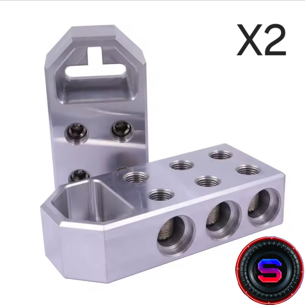 2x SKITY Car Audio SAE Top Post Clamp 1/0 AWG 2/0 AWG 6 Input or 4 Input Car Audio Battery Terminal Distribution Block Connector