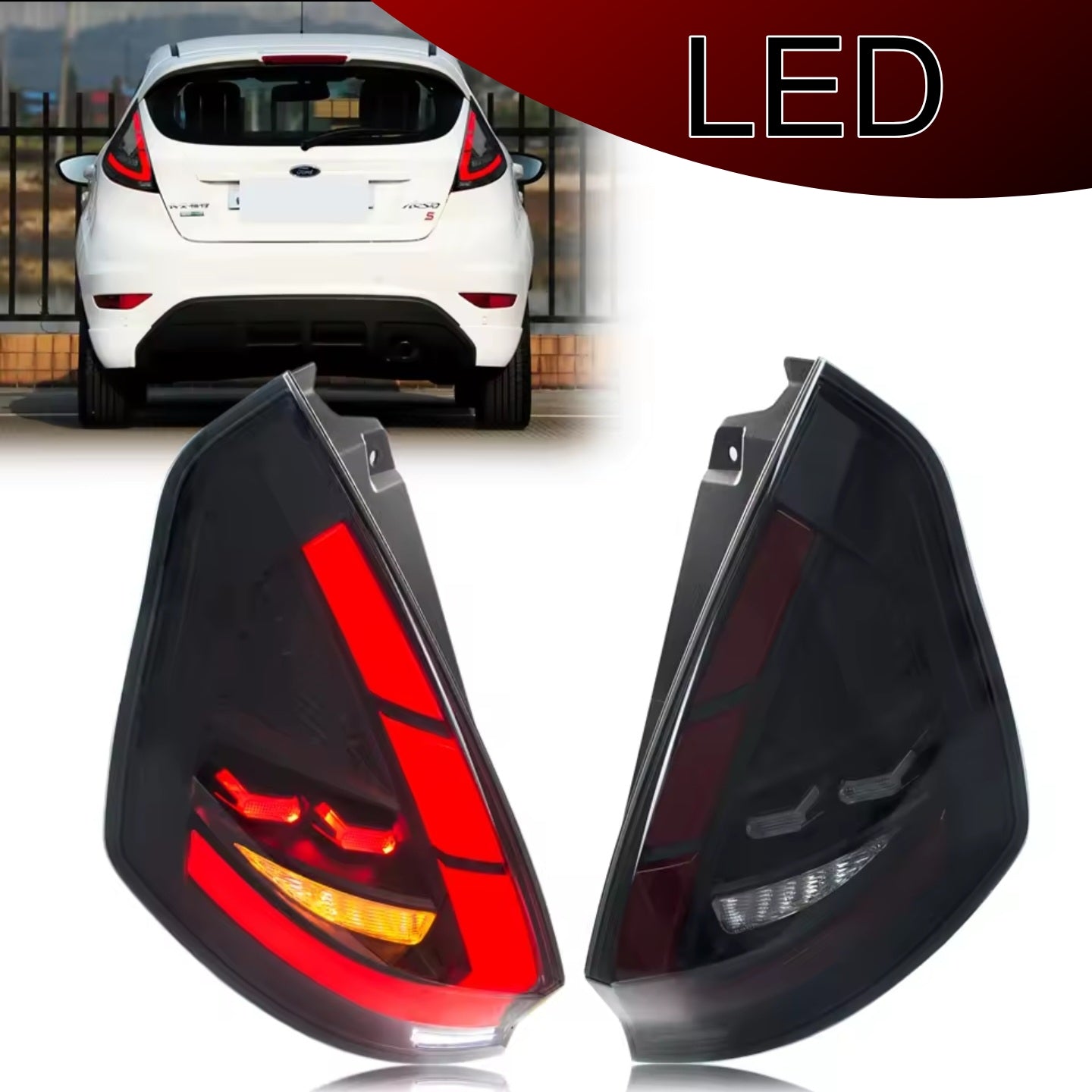 LED Tail Lights for Ford Fiesta MK7 MK7.5 Hatchback 2008-2017