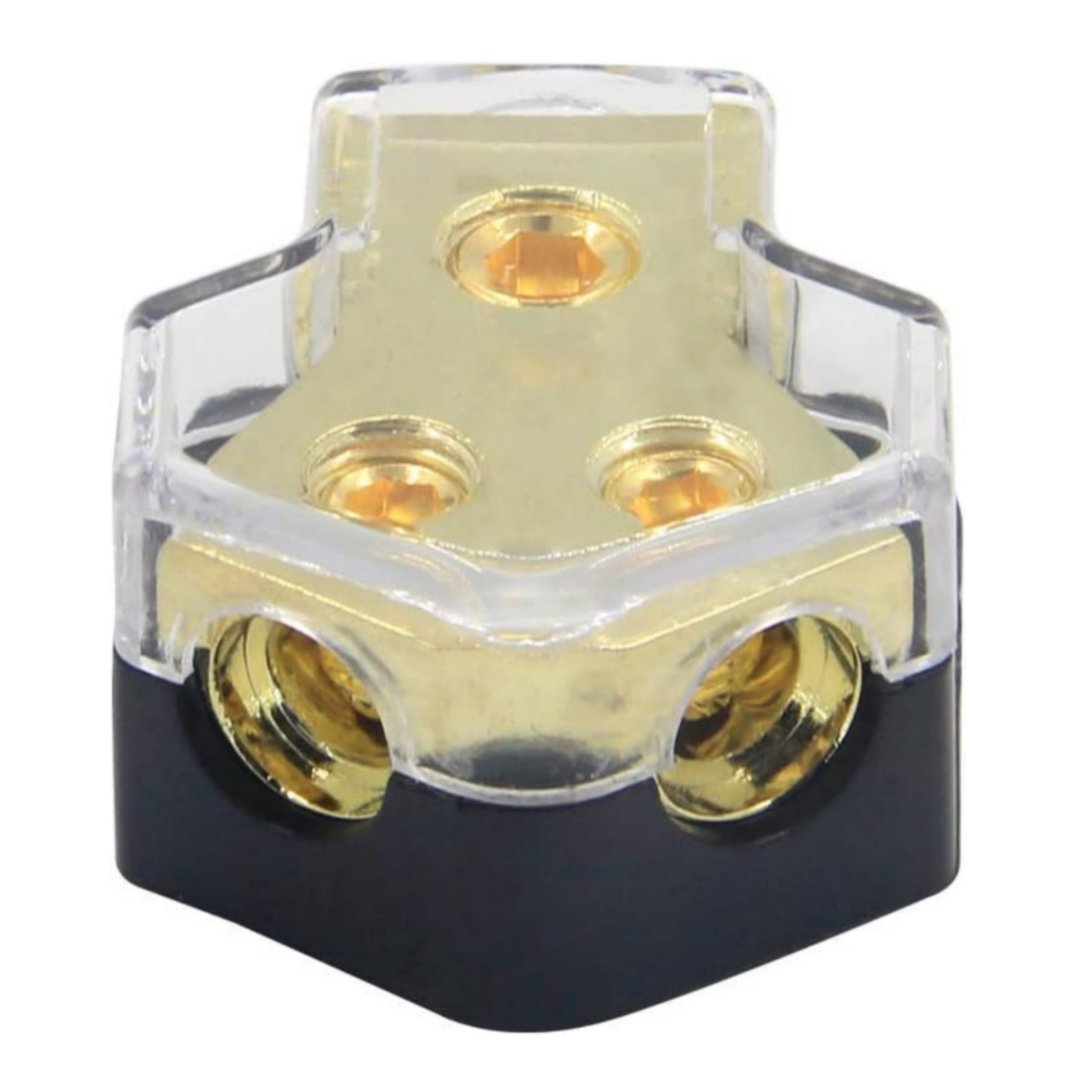 2 way Power Distribution Block, 0/2/4 AWG Gauge in, 4/8/10 Gauge Out,Car Audio Stereo Amp Distribution Connecting Block for Audio Splitter (1 in 2 Out)