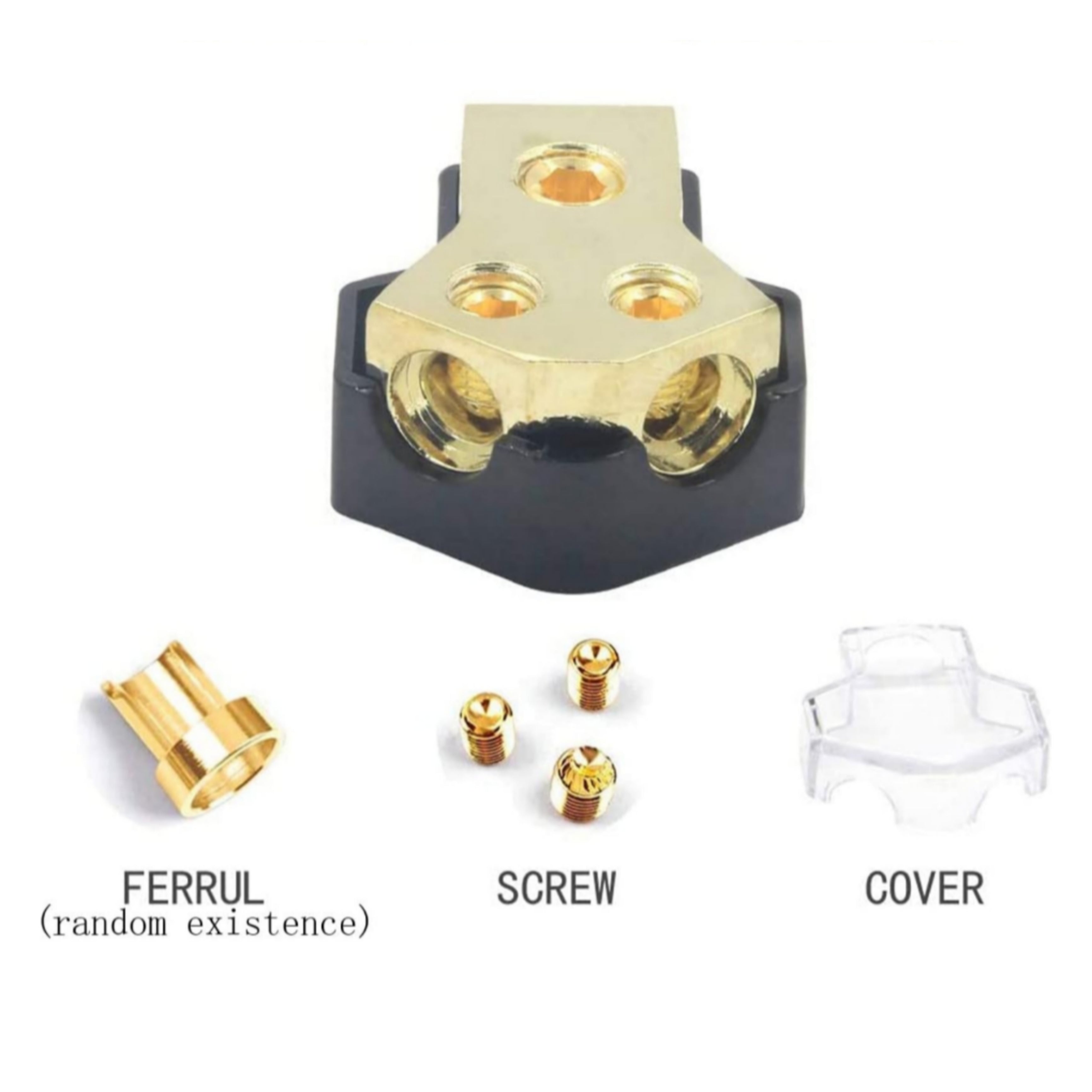 2 way Power Distribution Block, 0/2/4 AWG Gauge in, 4/8/10 Gauge Out,Car Audio Stereo Amp Distribution Connecting Block for Audio Splitter (1 in 2 Out)