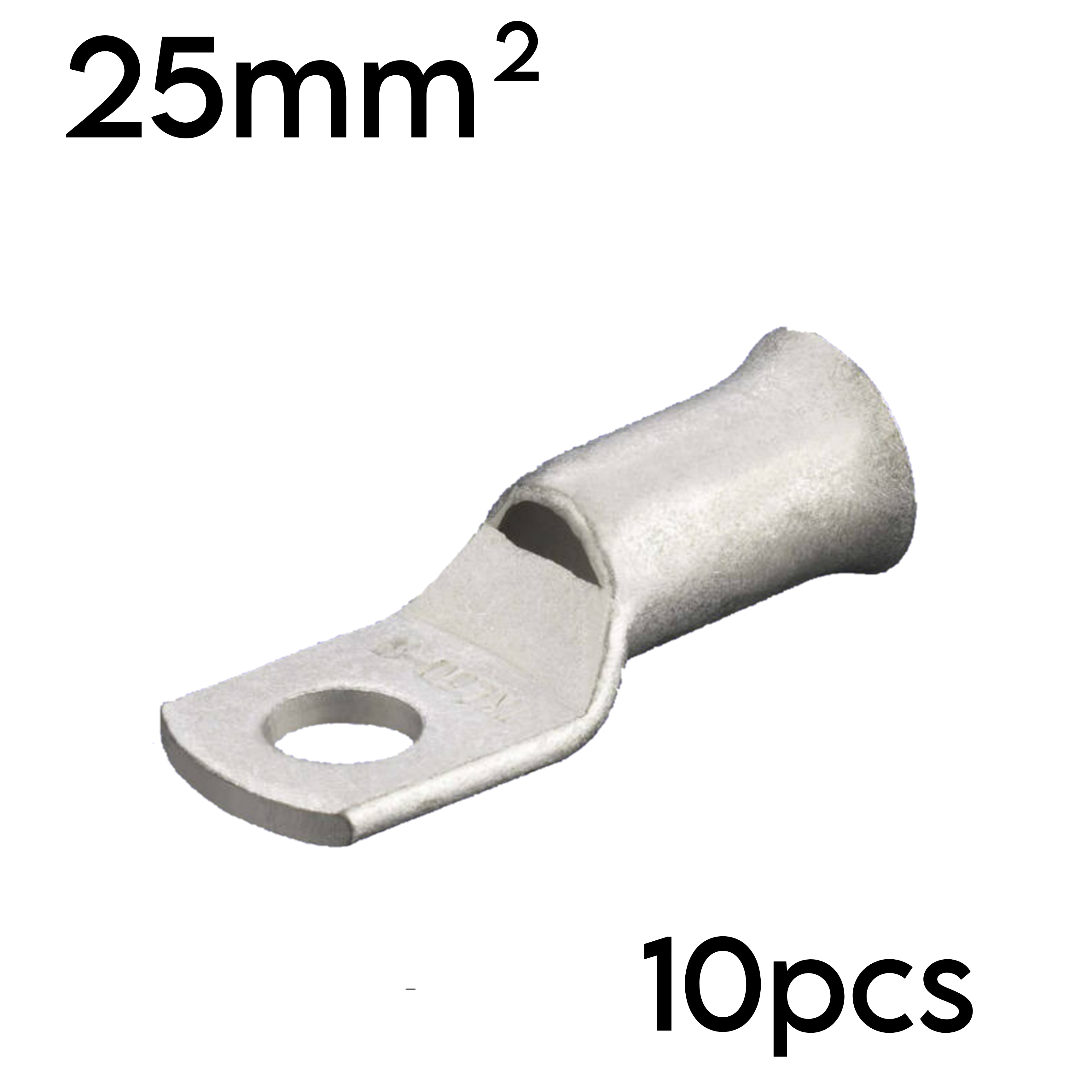 25mm² Crimp Cable Lugs - 12mm Stud Hole 10pcs