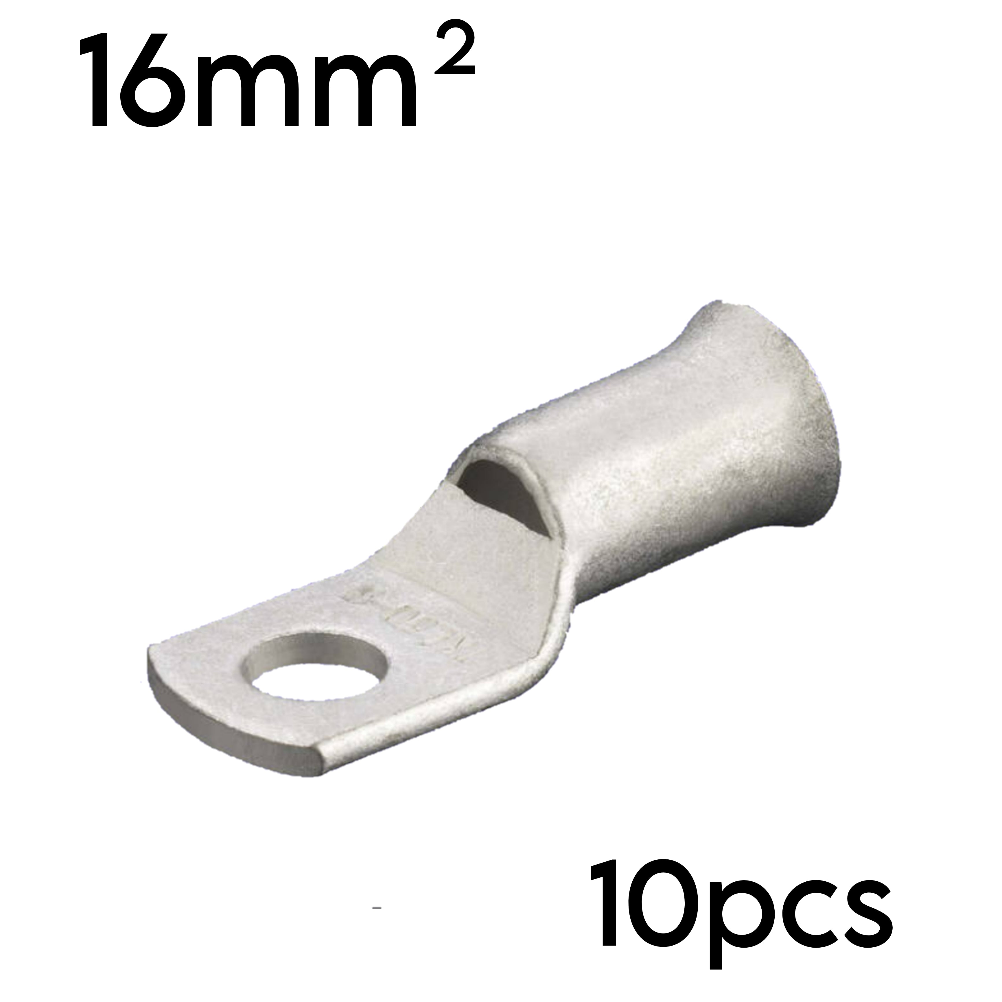 16mm² Crimp Cable Lugs - 12mm Stud Hole 10pcs