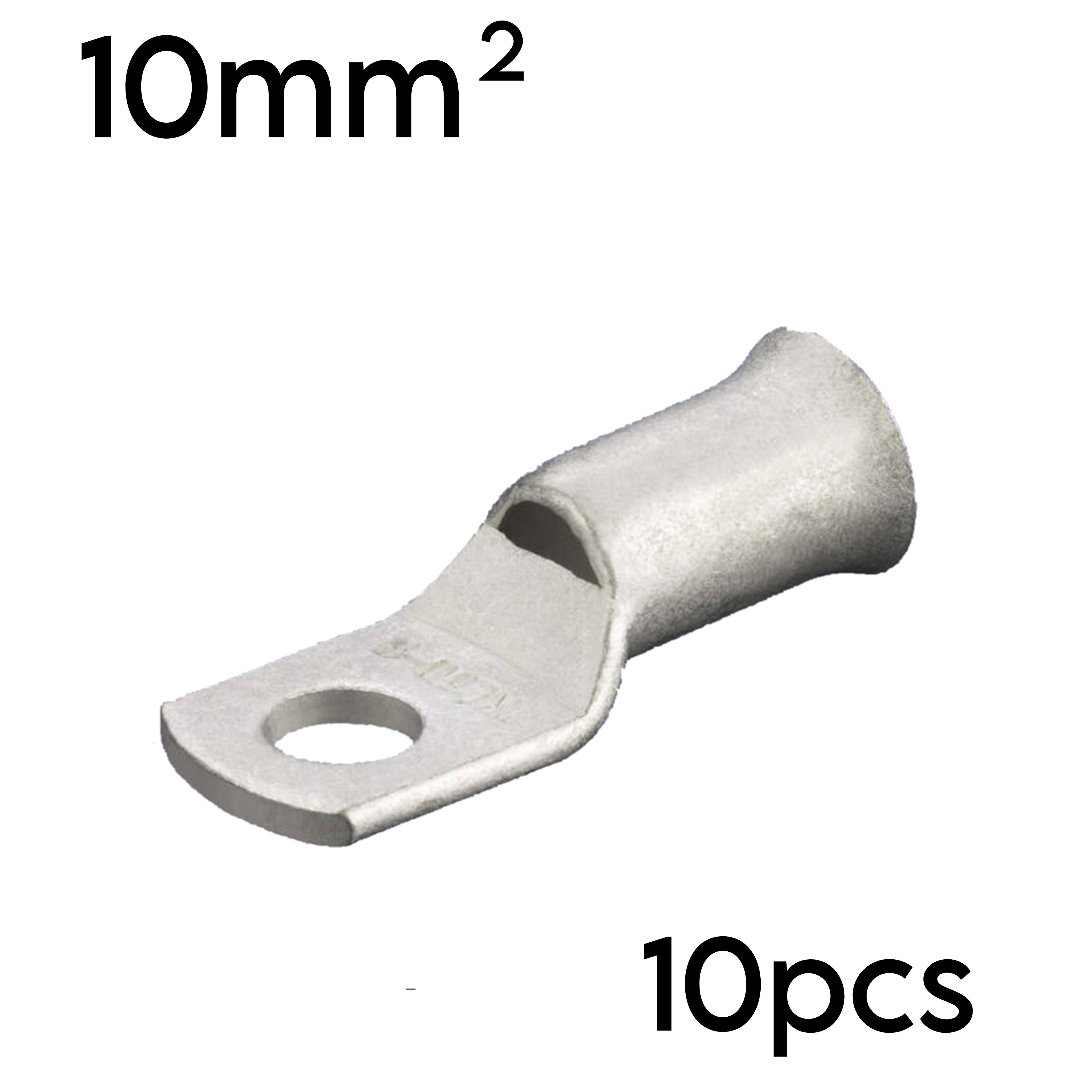 10mm² Crimp Cable Lugs - 12mm Stud Hole 10pcs