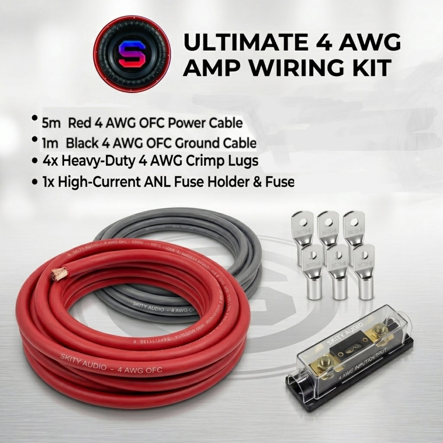 SKITY CAR AUDIO ULTIMATE 4AWG AMP WIRING KIT