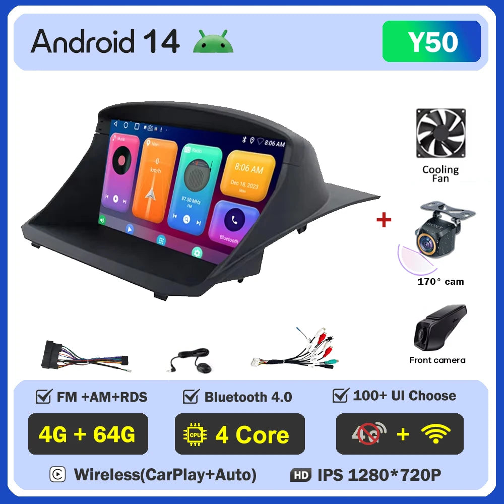 Android Auto Stereo For Ford Fiesta Mk 6/MK 7 2008-2019 Car Radio Carplay Multimedia Head Unit Player GPS Navigation 5G WIFI DSP