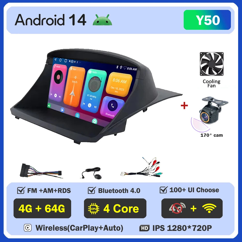 Android Auto Stereo For Ford Fiesta Mk 6/MK 7 2008-2019 Car Radio Carplay Multimedia Head Unit Player GPS Navigation 5G WIFI DSP
