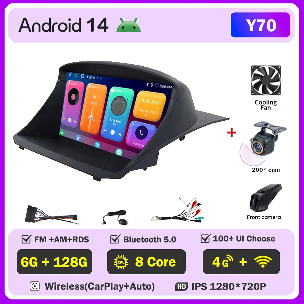 Android Auto Stereo For Ford Fiesta Mk 6/MK 7 2008-2019 Car Radio Carplay Multimedia Head Unit Player GPS Navigation 5G WIFI DSP