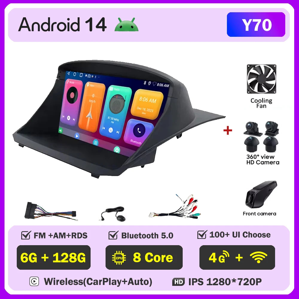 Android Auto Stereo For Ford Fiesta Mk 6/MK 7 2008-2019 Car Radio Carplay Multimedia Head Unit Player GPS Navigation 5G WIFI DSP