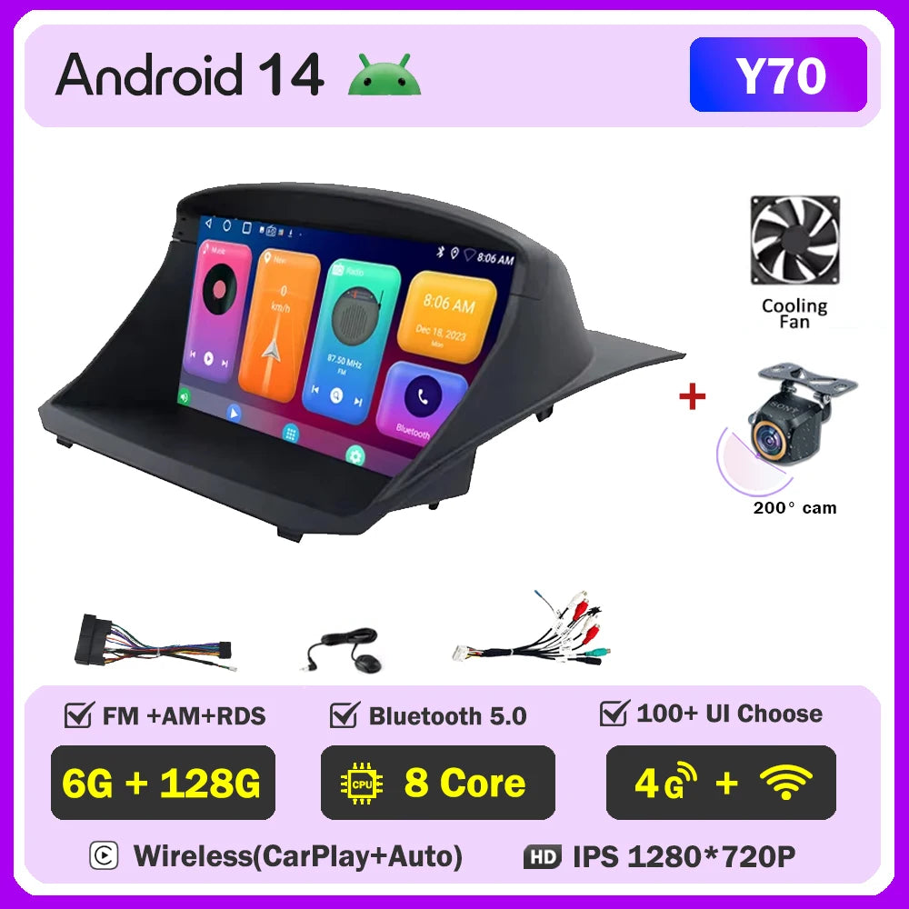 Android Auto Stereo For Ford Fiesta Mk 6/MK 7 2008-2019 Car Radio Carplay Multimedia Head Unit Player GPS Navigation 5G WIFI DSP