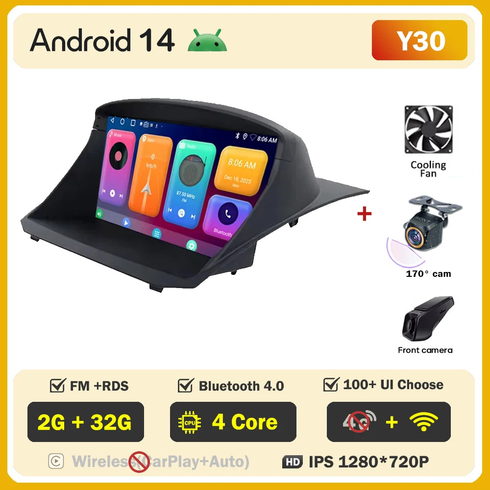 Android Auto Stereo For Ford Fiesta Mk 6/MK 7 2008-2019 Car Radio Carplay Multimedia Head Unit Player GPS Navigation 5G WIFI DSP