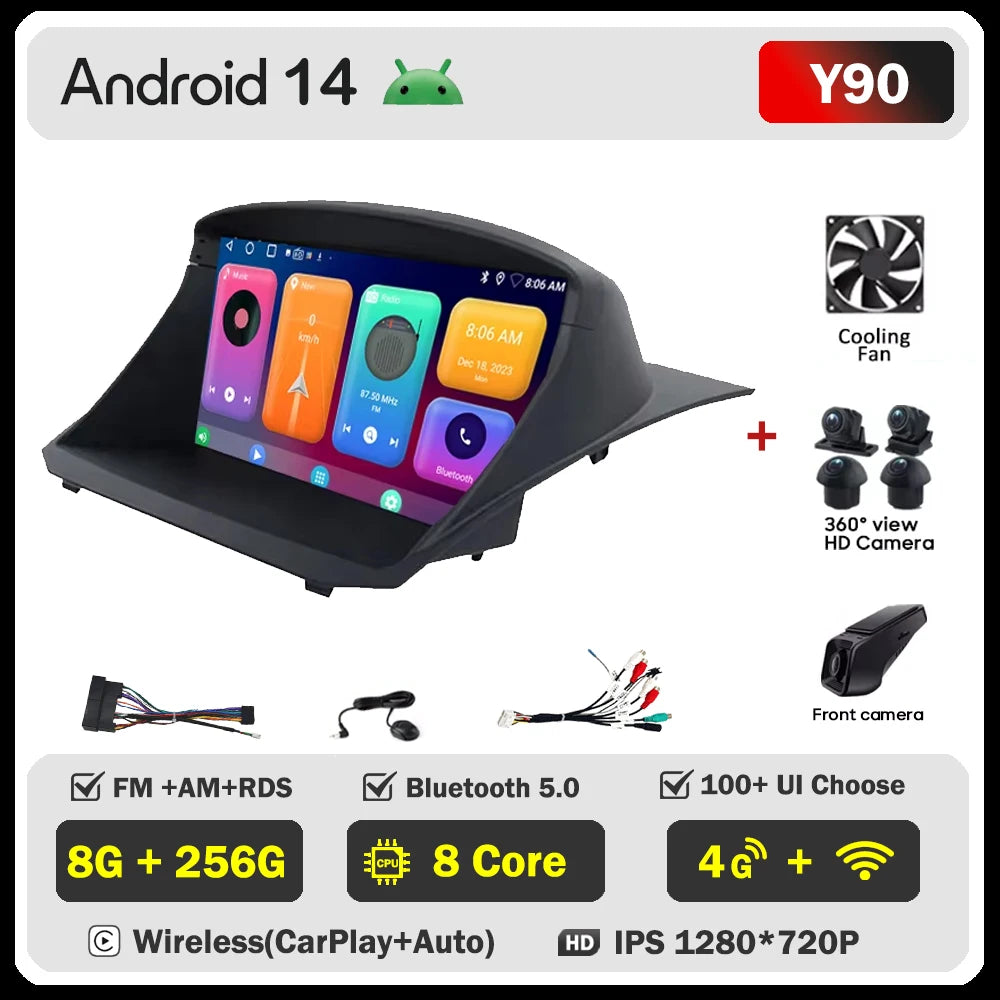 Android Auto Stereo For Ford Fiesta Mk 6/MK 7 2008-2019 Car Radio Carplay Multimedia Head Unit Player GPS Navigation 5G WIFI DSP