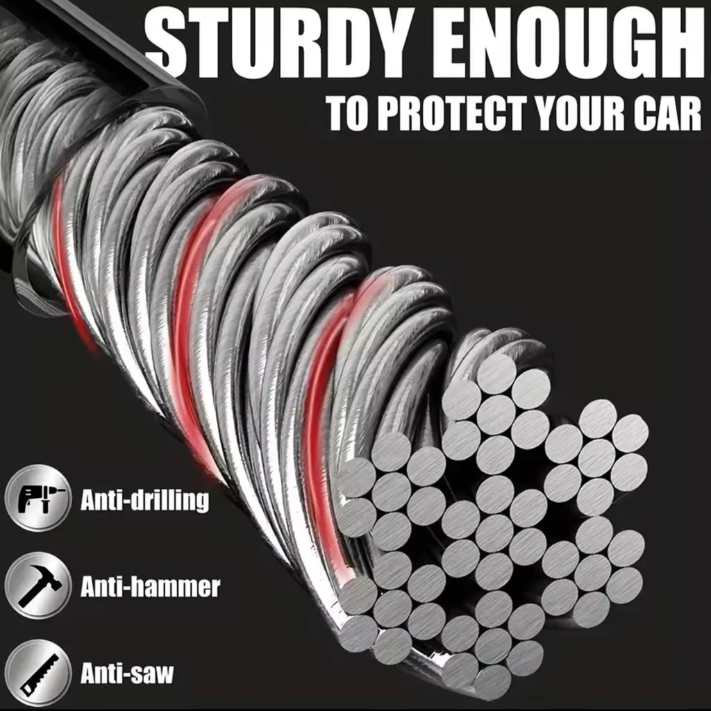 Car Steering Wheel Lock Anti-theft Steel Cable Security Device Universal Fit for Vehicles Prevent Theft Durable Security Rope