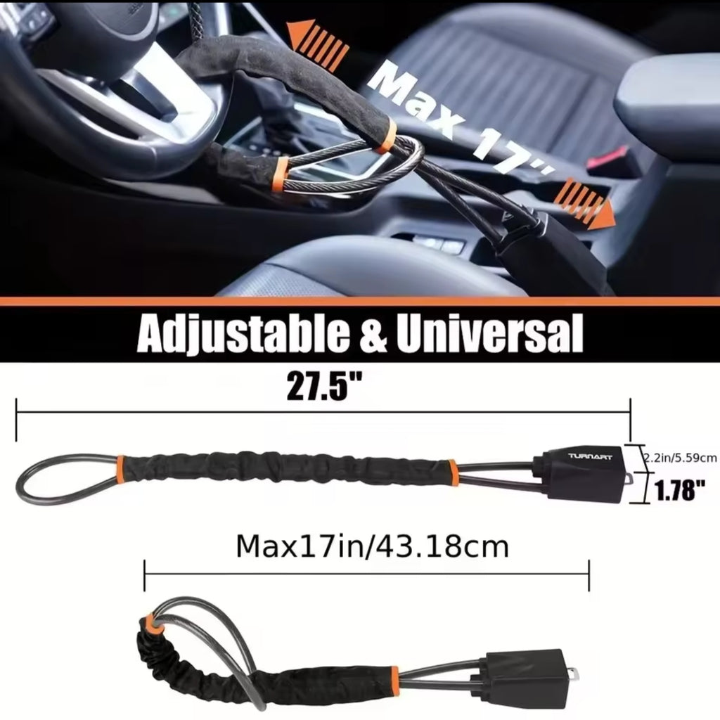 Car Steering Wheel Lock Anti-theft Steel Cable Security Device Universal Fit for Vehicles Prevent Theft Durable Security Rope