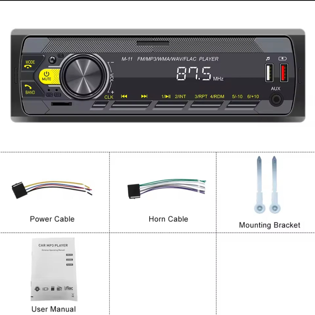 Podofo 1 Din MP3 Car Radio Audio Stereo FM Aux Input Receiver SD TF USB 12V In-dash Bluetooth Multimedia Auto Radio Plaver