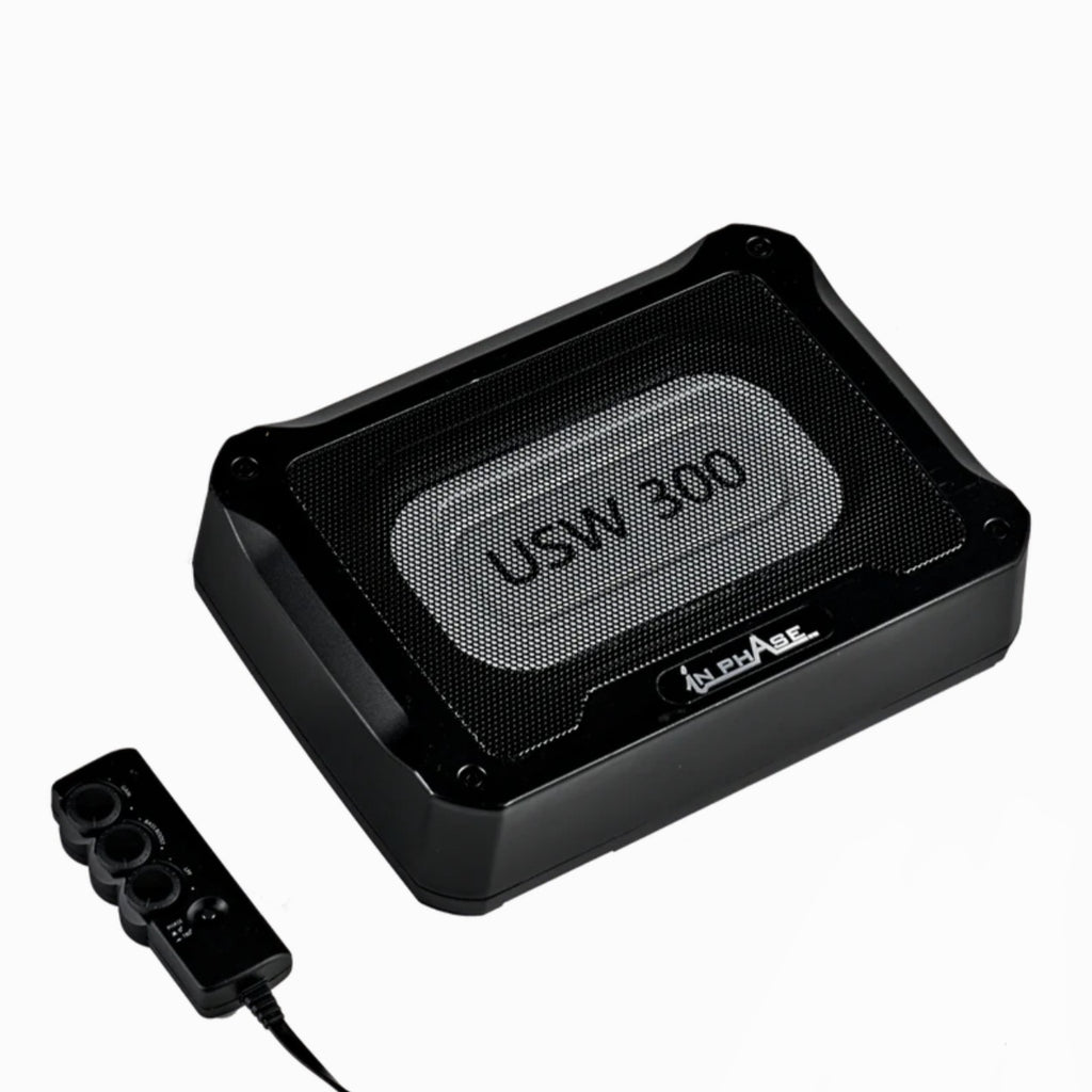 In Phase USW300 300W Underseat Ultra Slim Compact Active Subwoofer System Die- Cast Aluminium