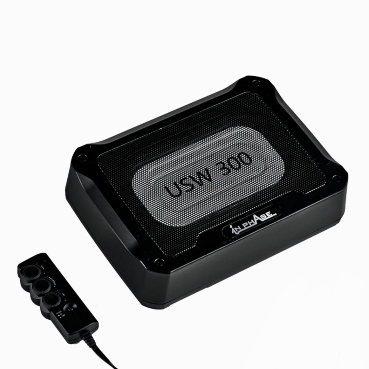 In Phase USW300 300W Underseat Ultra Slim Compact Active Subwoofer System Die- Cast Aluminium
