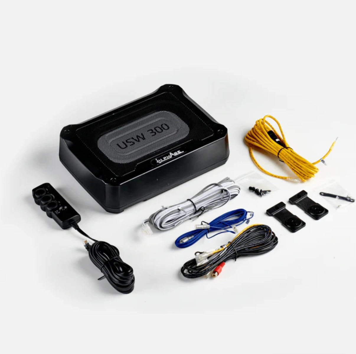 In Phase USW300 300W Underseat Ultra Slim Compact Active Subwoofer System Die- Cast Aluminium