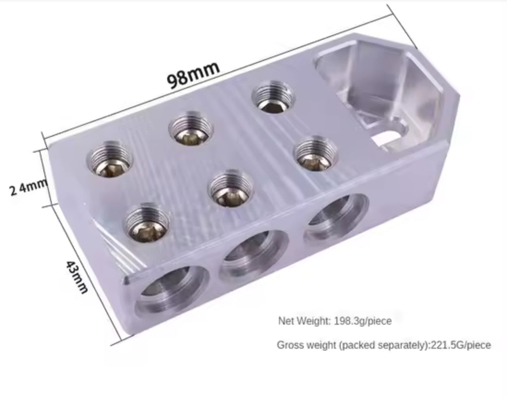 2x SKITY Car Audio SAE Top Post Clamp 1/0 AWG 2/0 AWG 6 Input or 4 Input Car Audio Battery Terminal Distribution Block Connector