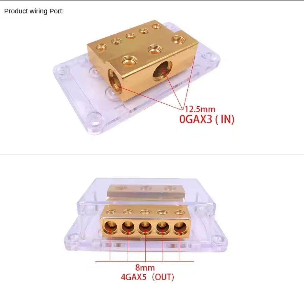 1 Piece Power Distribution Block 3-in-5-out Car Audic Power Electrical Cable Wire Junction Box Power Terminal Block