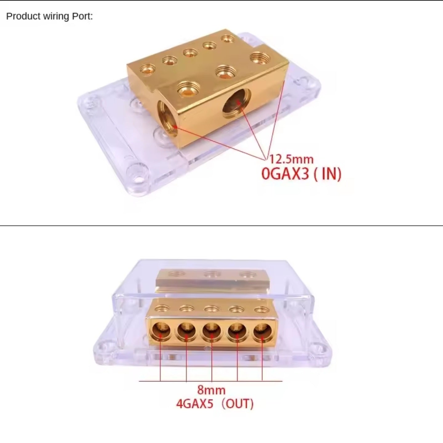 1 Piece Power Distribution Block 3-in-5-out Car Audic Power Electrical Cable Wire Junction Box Power Terminal Block