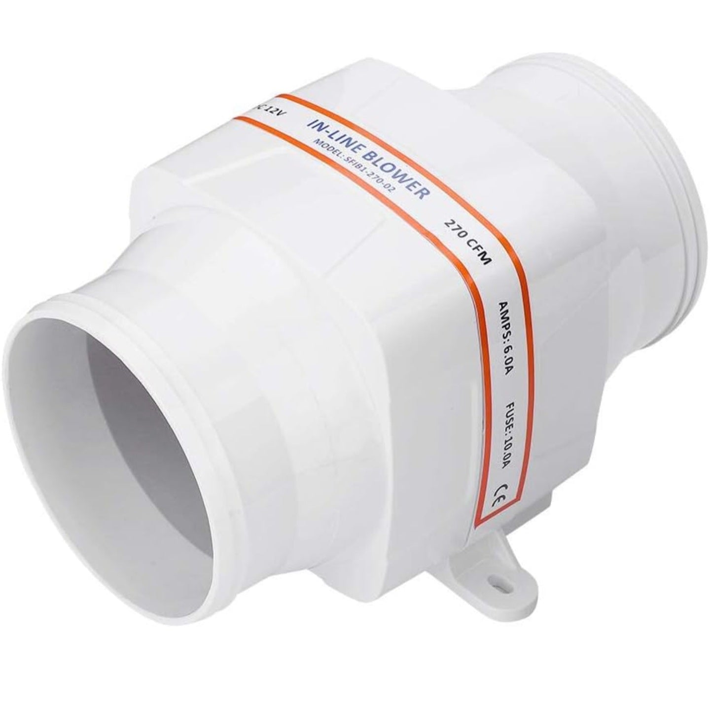 In Line Air Blower, DC 12V 4In Ventilation Blower Air Vent In-Line Fan Air Flow: 270CFM