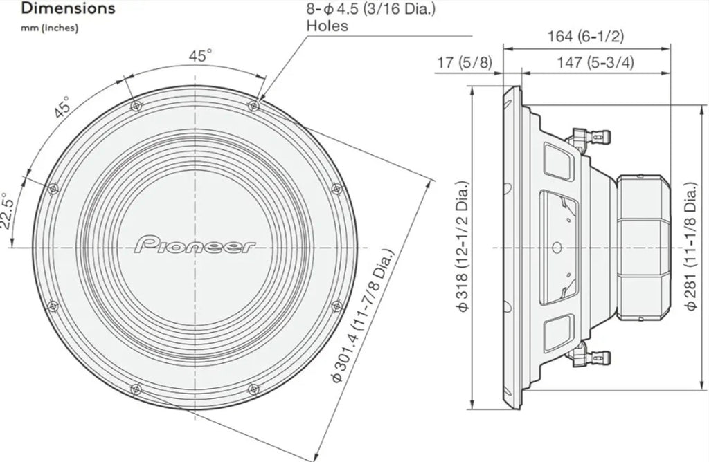 Pioneer TS-A300S4 12" 1500w 4Ohm Subwoofer