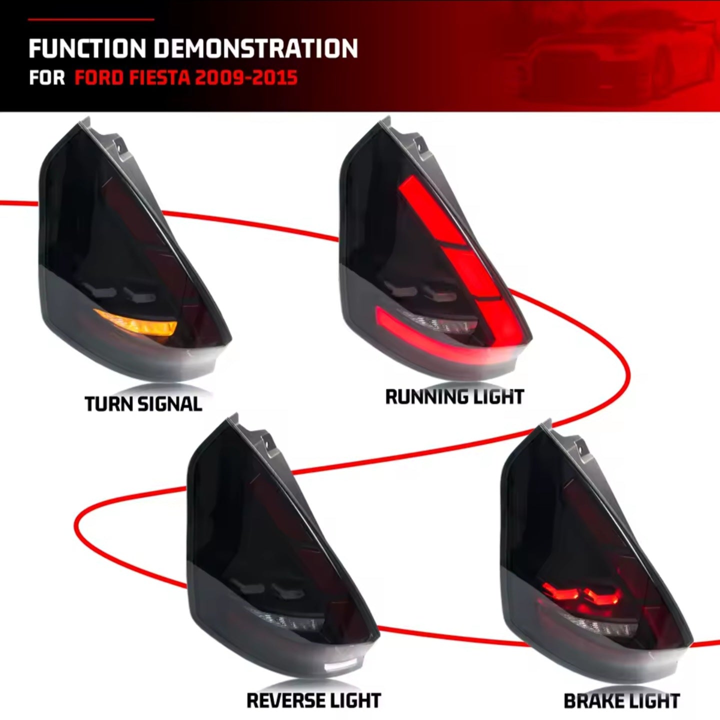 LED Tail Lights for Ford Fiesta MK7 MK7.5 Hatchback 2008-2017