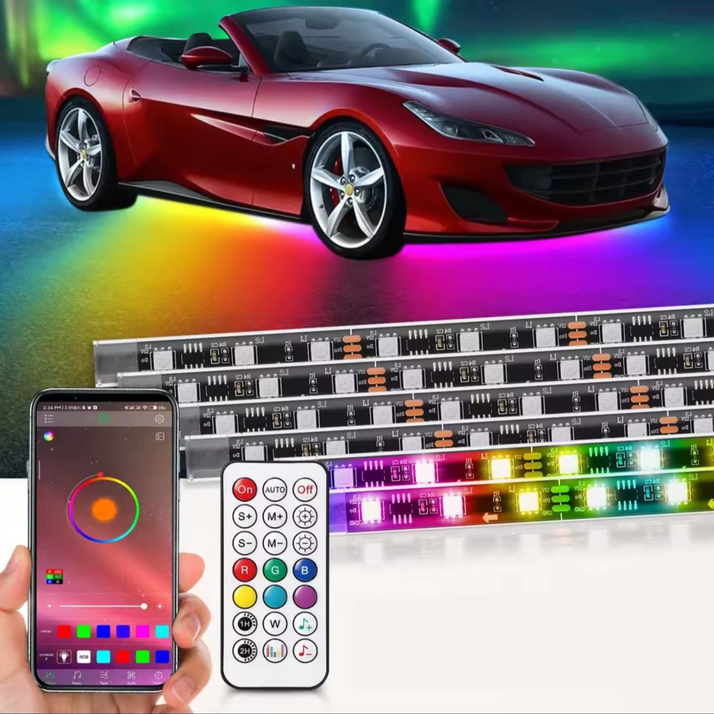 Underglow Strip Light LED Underbody Kit, with App Control RGB/Dreamcolor 12V