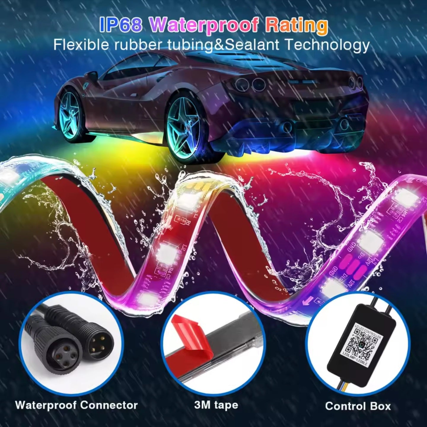 Underglow Strip Light LED Underbody Kit, with App Control RGB/Dreamcolor 12V