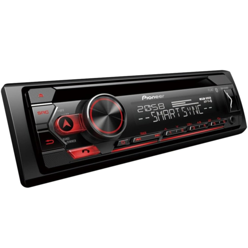 Pioneer DEH-S320BT 1-DIN CD Tuner with Bluetooth, USB, Spotify, Pioneer Smart Sync App and compatible with Android devices.