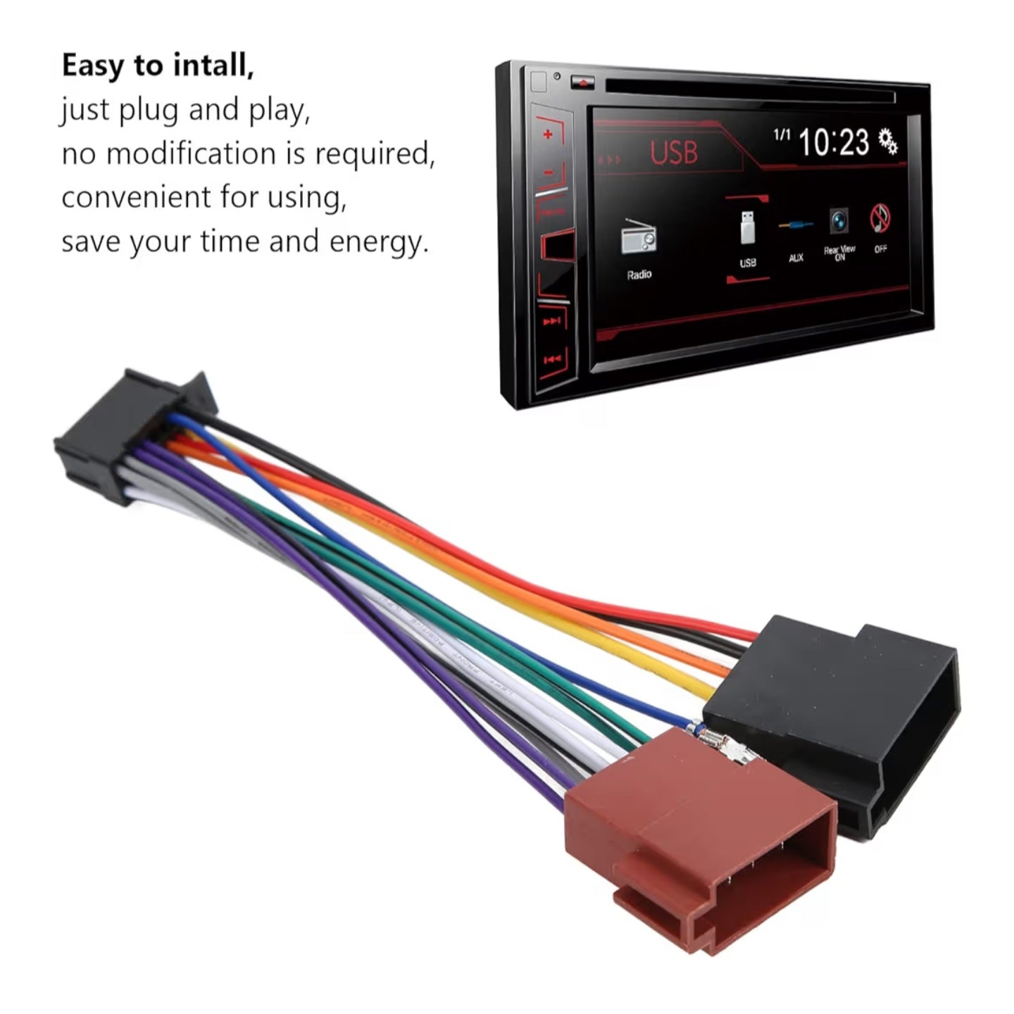 ISO Standard Adapter Connector ， CD Player Wiring Harness， 16 Pin ABS Car Radio Wire Plug Harness Stereo Adapter Connector for Pioneer 2003‑up