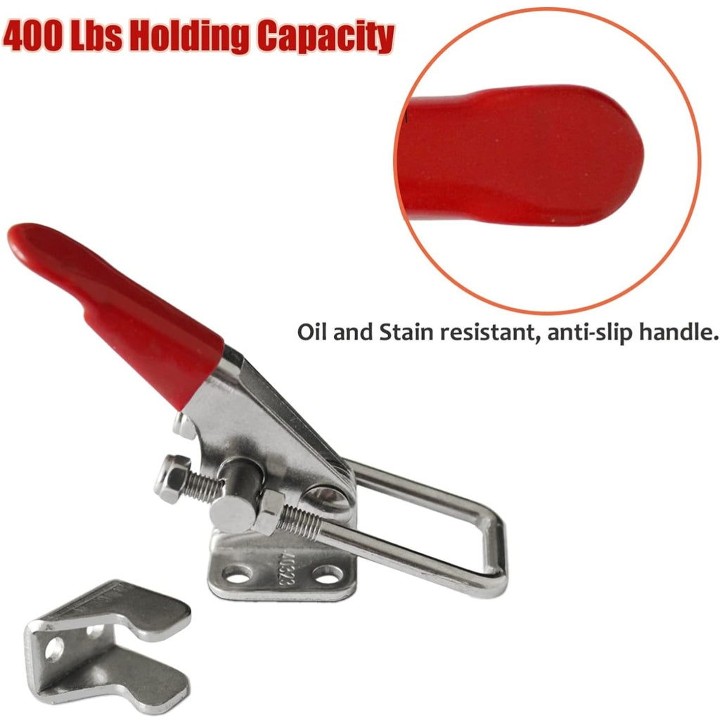 2pcs Heavy Duty Toggle Clamp For car door. Capacity 400LBs, 304 Stainless Steel Adjustable U Bolt Holding Quick Release Latch 2pcs