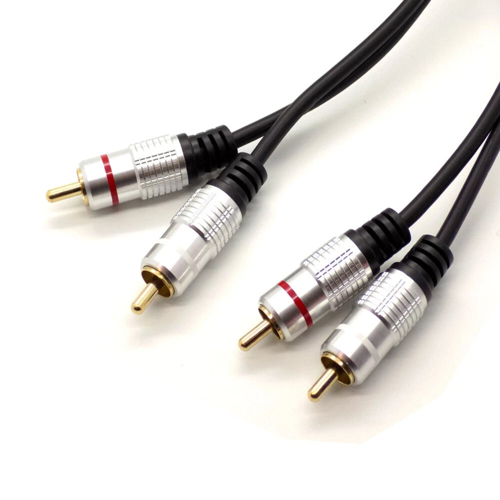 TWIN RCA PHONO CABLE PRO 2 x Male to Male DOUBLE SHIELDED AMP SUB LEAD 1 - 5m