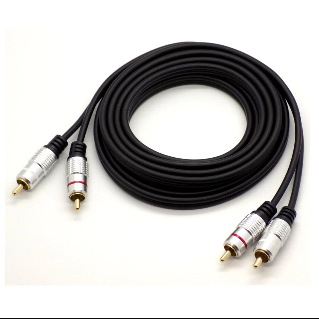 TWIN RCA PHONO CABLE PRO 2 x Male to Male DOUBLE SHIELDED AMP SUB LEAD 1 - 5m