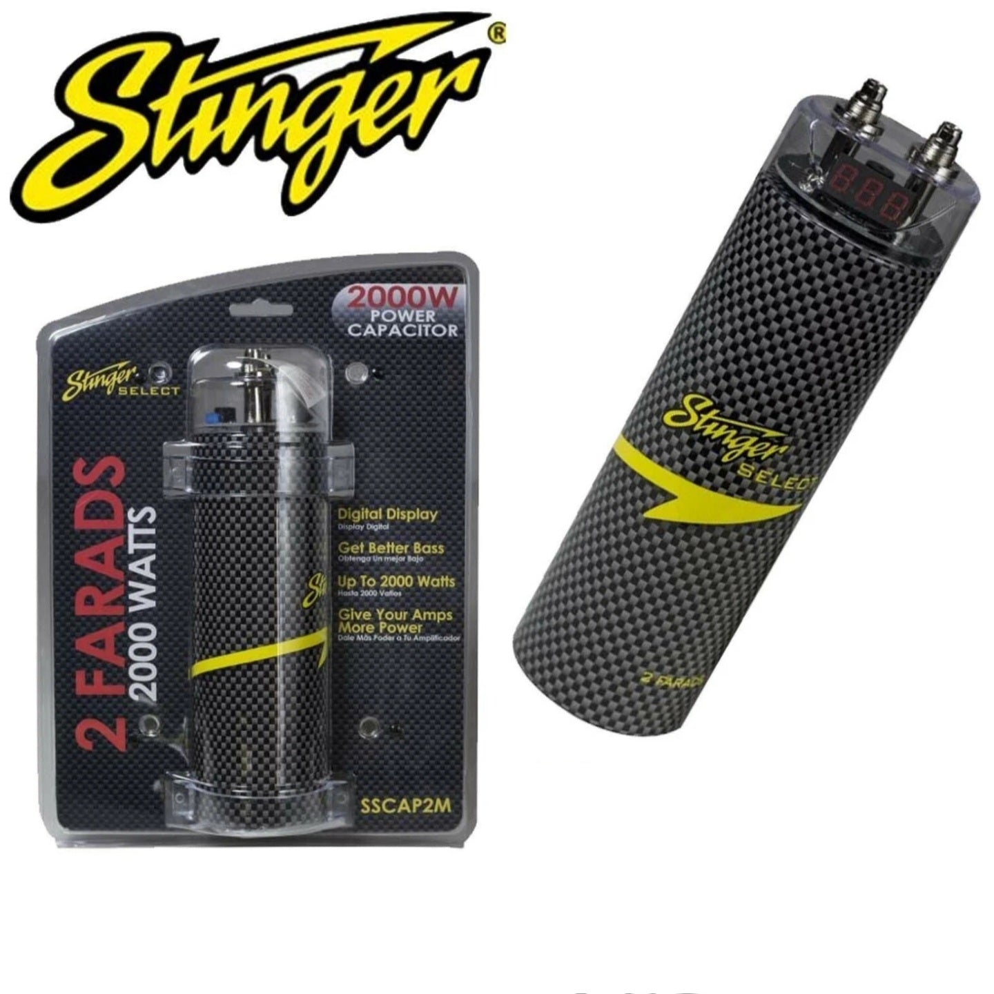 Stinger SSCAP2M 2 Farad 2000 Watts Car Amp Amplifier Digital Power Cap Capacitor
