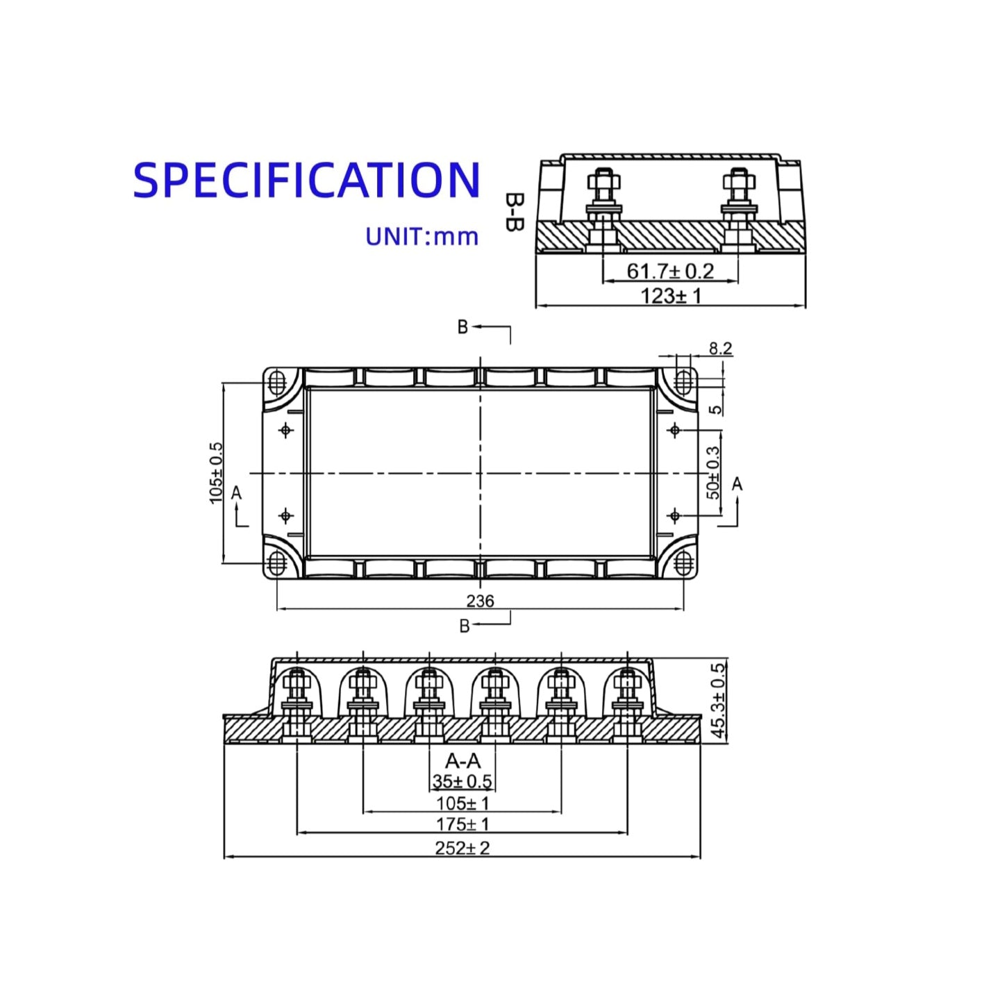 6-Way ANL Fuse Holder for ANL Bolt-on Fuse (Pack of 1)