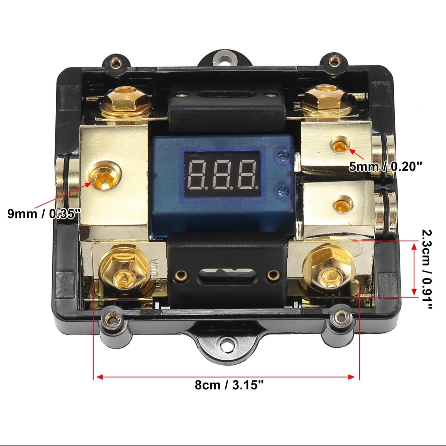 Car Audio LED Display Fuse Holder ANL W/ 2 Fuses Distribution Block
