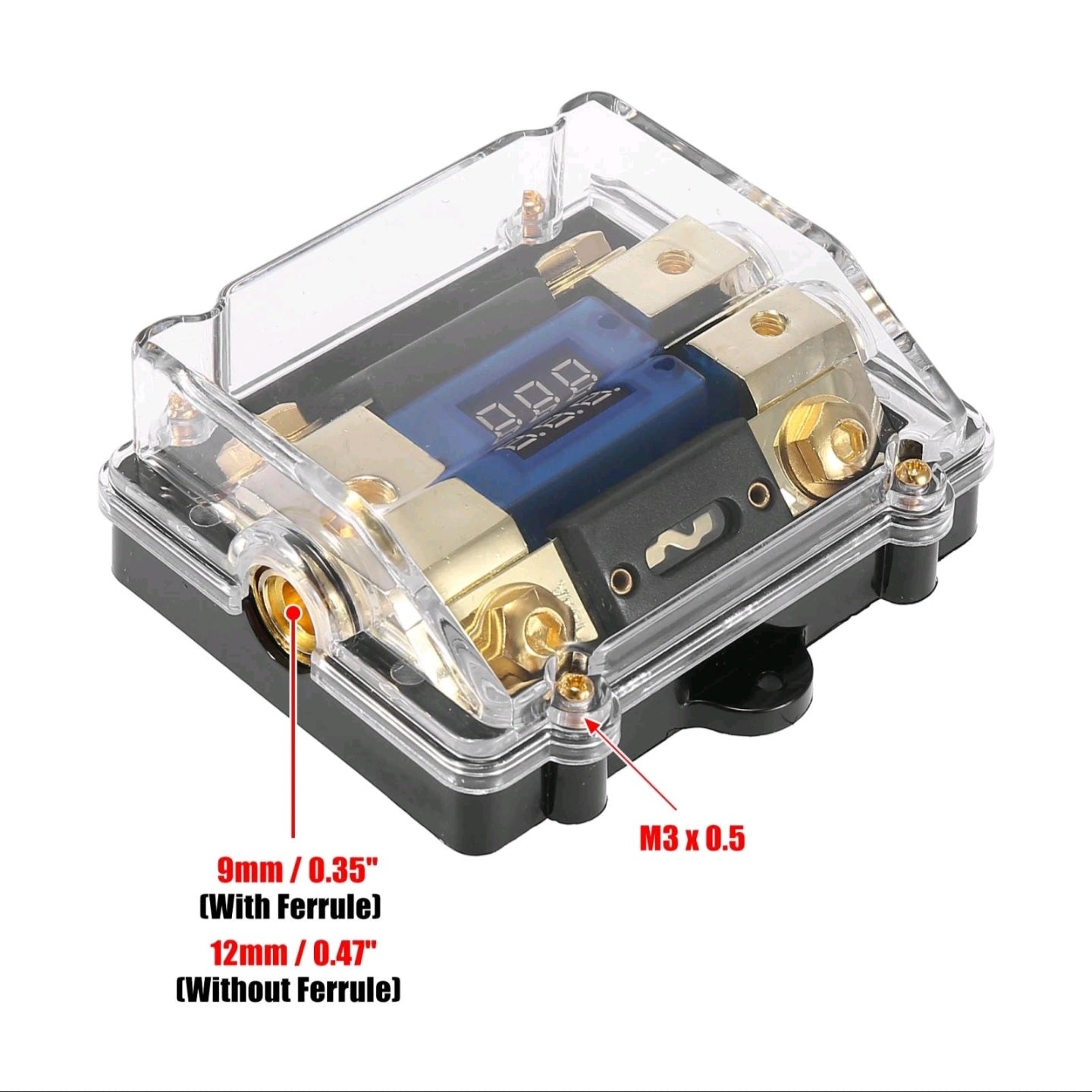 Car Audio LED Display Fuse Holder ANL W/ 2 Fuses Distribution Block