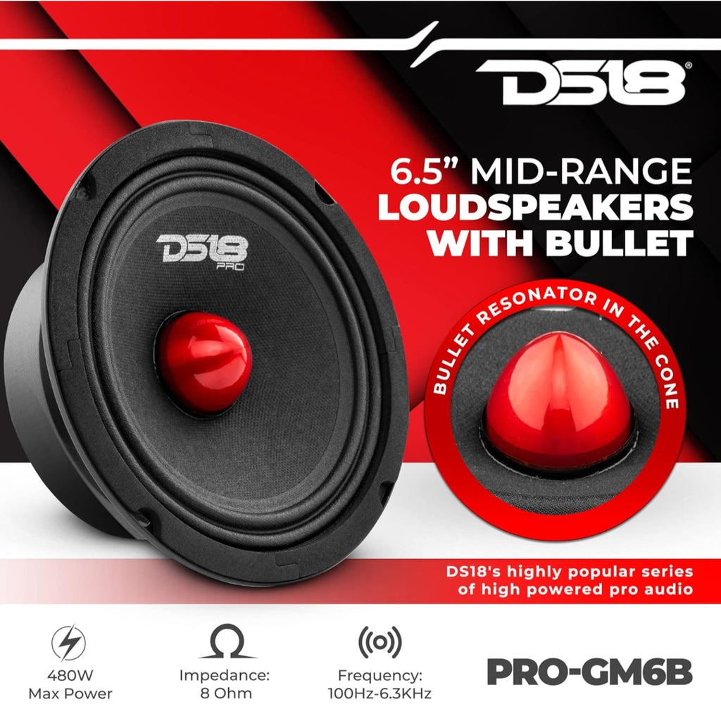 DS18 Car Midrange Speaker 6.5" Inch 480w Watt 8Ohm Bass Loudspeaker PRO-GM6B